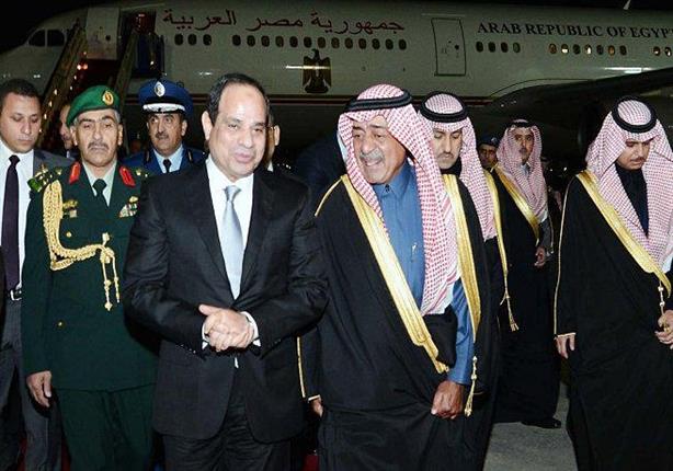 لحظة وصول الرئيس السيسى للسعودية للعزاء فى الملك عبدالله