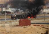 بالصور - شلل مروري أعلى دائري المعادي بسبب اشتعال النيران بسيارة نقل وقود
