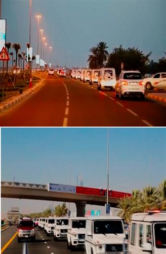 بالفيديو : مجموعة 32 لسيارات مرسيدس تطوف الامارات تحت شعار quot كلنا خليفة quot 