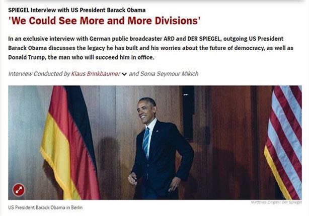 أجرى أوباما المقابلة على هامش زيارته لألمانيا الأسبوع الماضي