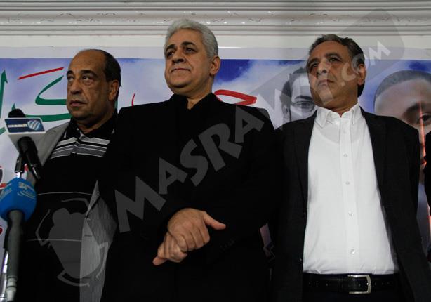  حمدين صباحي قيادي التيار الشعبي ومحمد سامي رئيس حزب الكرامة (أرشفية)