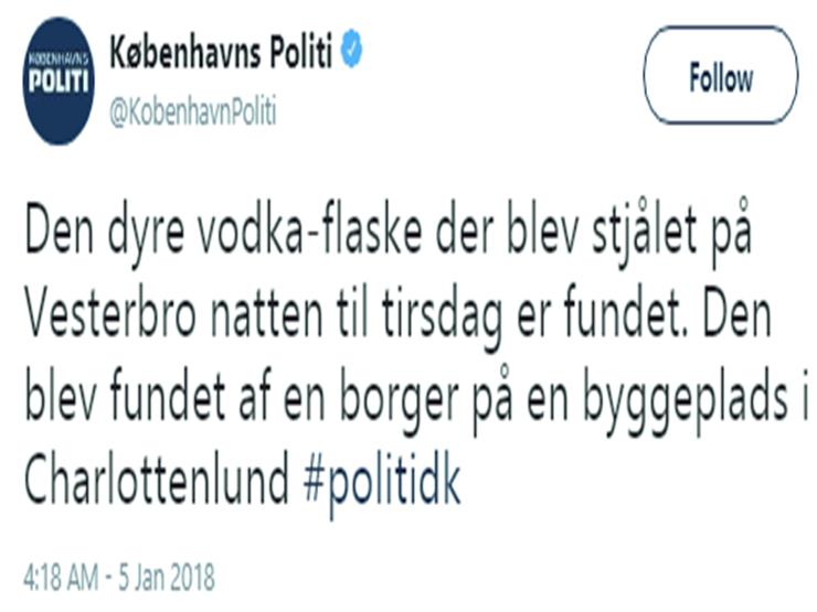 تغريدة شرطة كوبنهاجن
