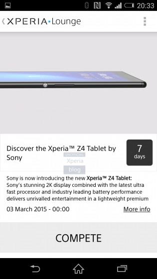الجهاز اللوحي Xperia Z4 tablet