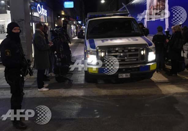موقع حادث دهس مدنيين بسيارة فى ستوكهولم اليوم الجمعة(أ ف ب)
