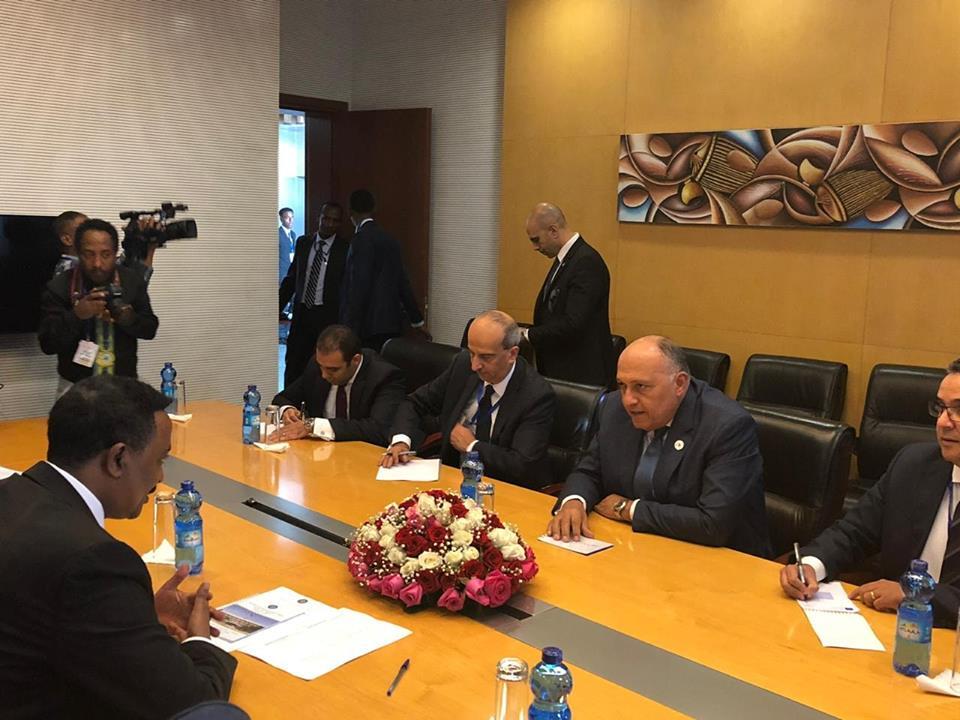 وزير الخارجية المصري سامح شكري بنظيره الإثيوبي وركنه جيبيو (1)