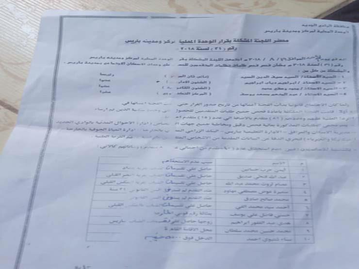 أسماء العشر المستبعدين من وحدت الاسكان الاجتماعي بباريس2