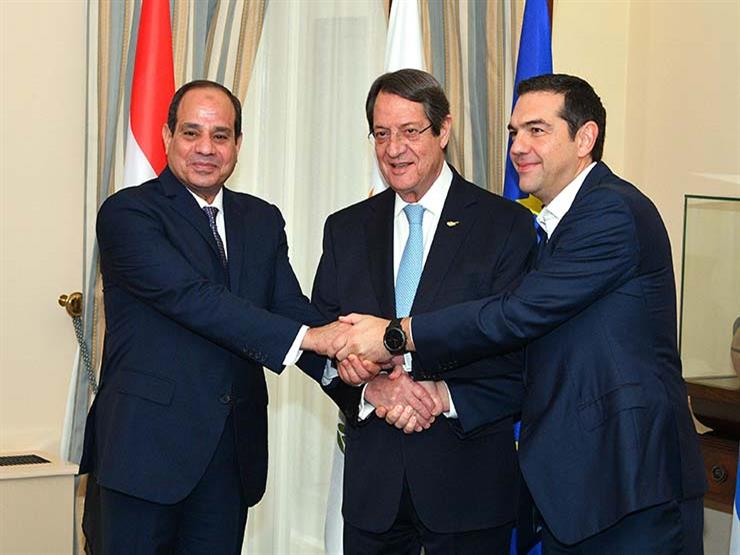 السيسي والرئيس القبرصي ورئيس وزراء اليونان يشهدون توقيع اتفاقيات تعاون السيسي والرئيس القبرصي ورئيس وزراء اليونان يشهدون توقيع اتفاقيات تعاون