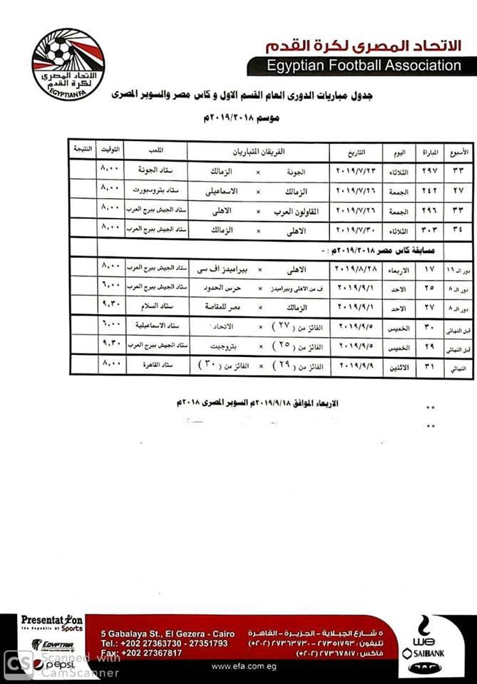 بالمواعيد وأماكن المباريات.. تعرف على جدول تريتب الدوري ...